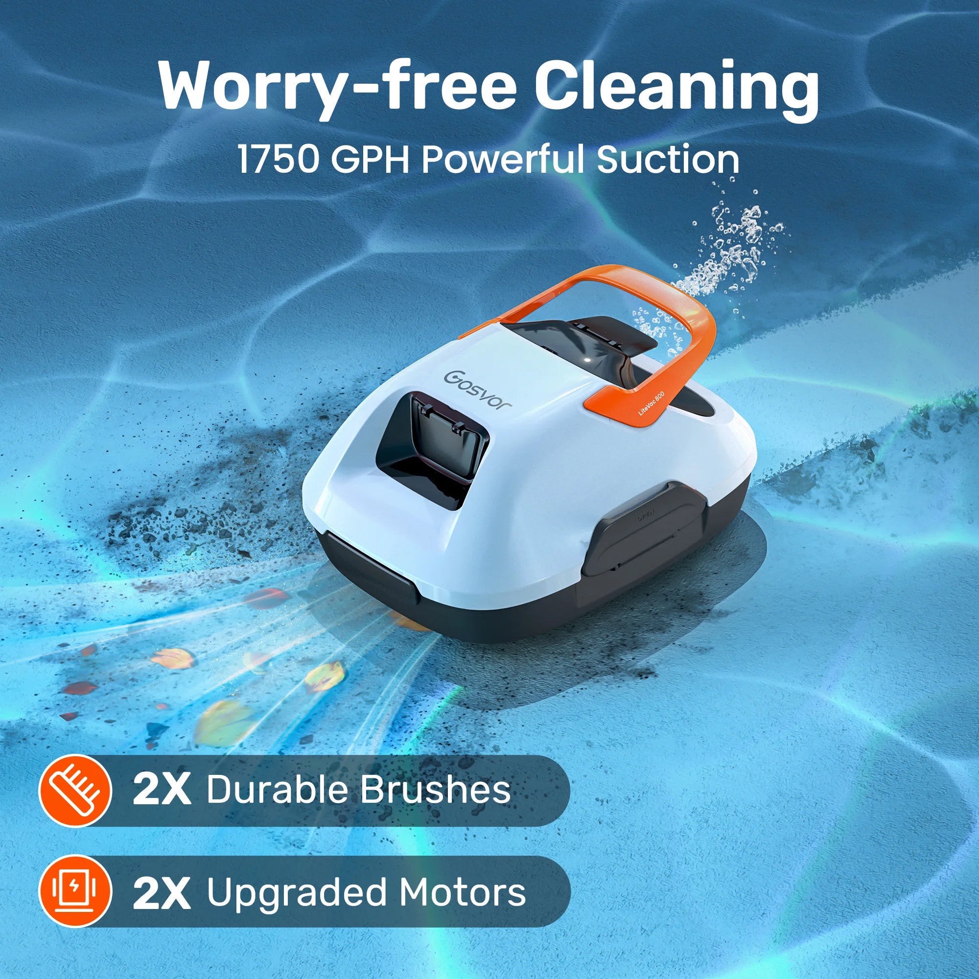 2026 New Gosvor Pool Cleaner Robot Pool Vacuum, Dual Cleaning Modes, Cordless Robotic Pool Cleaner Lasts 90 Mis, Self-Parking, Portable, 1200-1900GPH, Ideal for Above Ground Pool up to 860 sq.ft