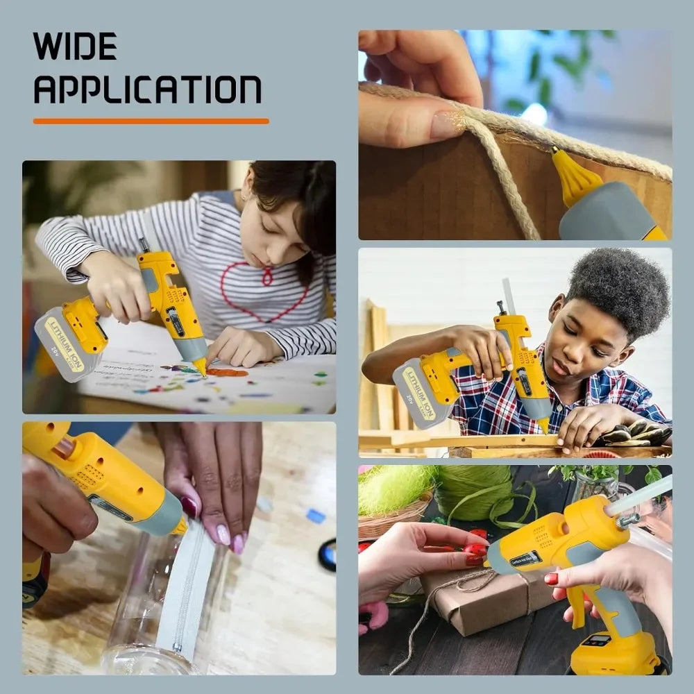 100W Rechargeable Handheld Hot Glue Gun with 11mm Glue Stick for Dewalt 18V Lithium Battery Electric Repair DIY Gun Power Tools