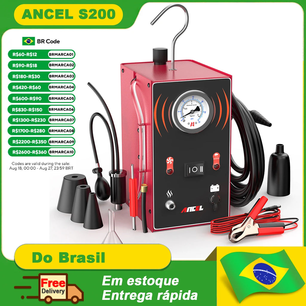 ANCEL S200 Automotive Smoke Machine Built-in Air Pump Evap Smoke Machine Leak Tester Auto Vacuum Leak Detector Diagnostic