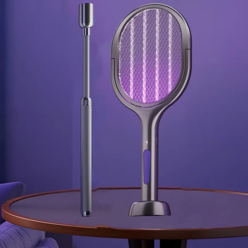 Scalable Portable Mosquito Swatter, Fly Swatter, Electric Mosquito Swatter Insect Swatter Mosquito Swatter with Mosquito Lure Lamp Extension, USB Rechargeable Insect Repellent, Physical Pest Control, Suitable for Bedrooms, Of