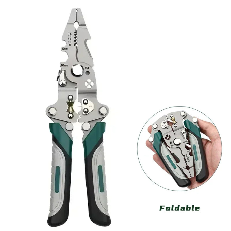 Foldable wire stripper pulley design multi-function electrician wire splitter wire winding pliers crimping pliers hand tool