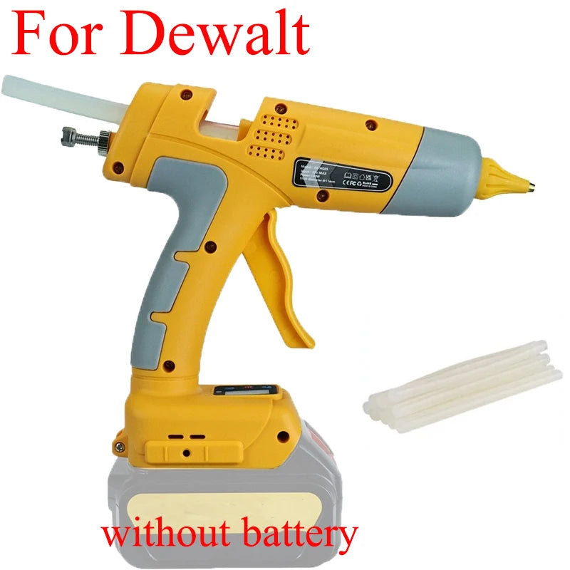 100W Rechargeable Handheld Hot Glue Gun with 11mm Glue Stick for Dewalt 18V Lithium Battery Electric Repair DIY Gun Power Tools