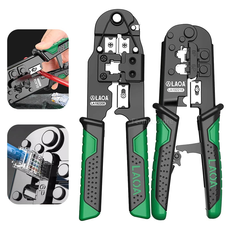 LAOA Crimping Tool Ethernet Network LAN Cable Crimper Cutter Stripper Plier for 6P/8P Crystal Head Pressing Pliers LA192218