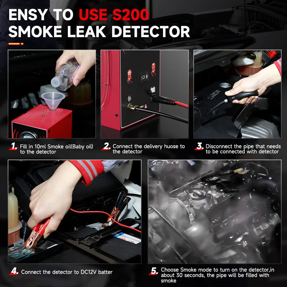 ANCEL S200 Automotive Smoke Machine Built-in Air Pump Evap Smoke Machine Leak Tester Auto Vacuum Leak Detector Diagnostic
