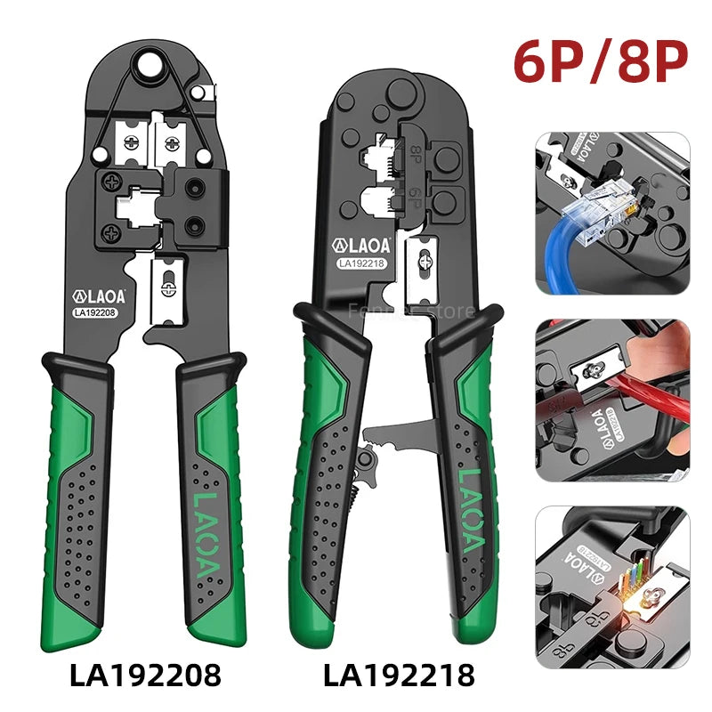 LAOA Crimping Tool Ethernet Network LAN Cable Crimper Cutter Stripper Plier for 6P/8P Crystal Head Pressing Pliers LA192218