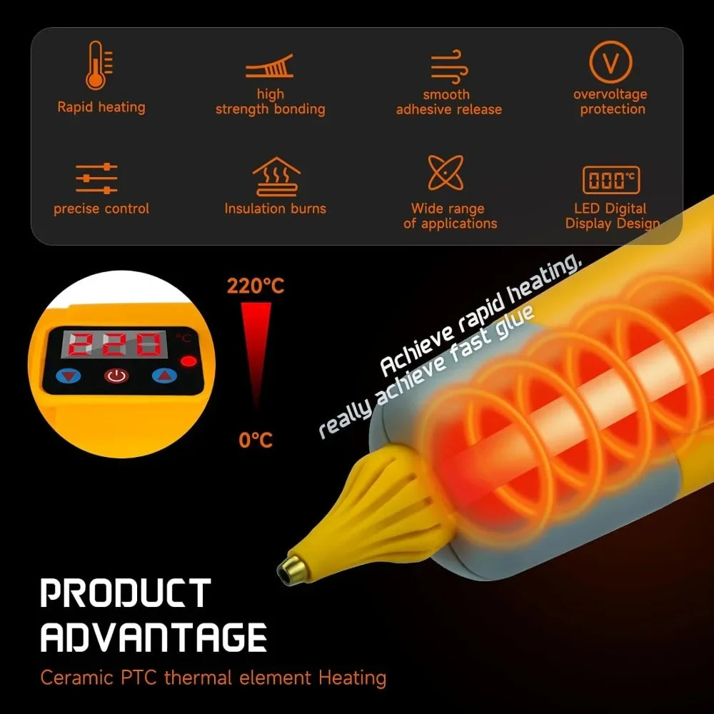 100W Rechargeable Handheld Hot Glue Gun with 11mm Glue Stick for Dewalt 18V Lithium Battery Electric Repair DIY Gun Power Tools