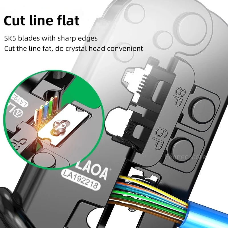 LAOA Crimping Tool Ethernet Network LAN Cable Crimper Cutter Stripper Plier for 6P/8P Crystal Head Pressing Pliers LA192218