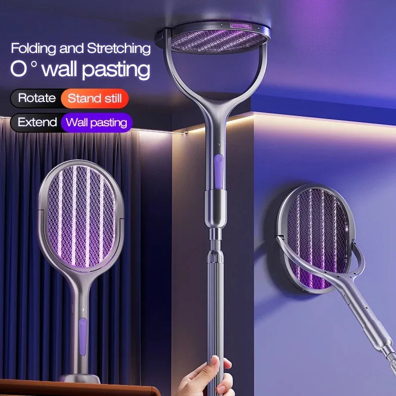 Scalable Portable Mosquito Swatter, Fly Swatter, Electric Mosquito Swatter Insect Swatter Mosquito Swatter with Mosquito Lure Lamp Extension, USB Rechargeable Insect Repellent, Physical Pest Control, Suitable for Bedrooms, Of