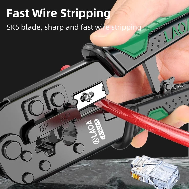 LAOA Crimping Tool Ethernet Network LAN Cable Crimper Cutter Stripper Plier for 6P/8P Crystal Head Pressing Pliers LA192218